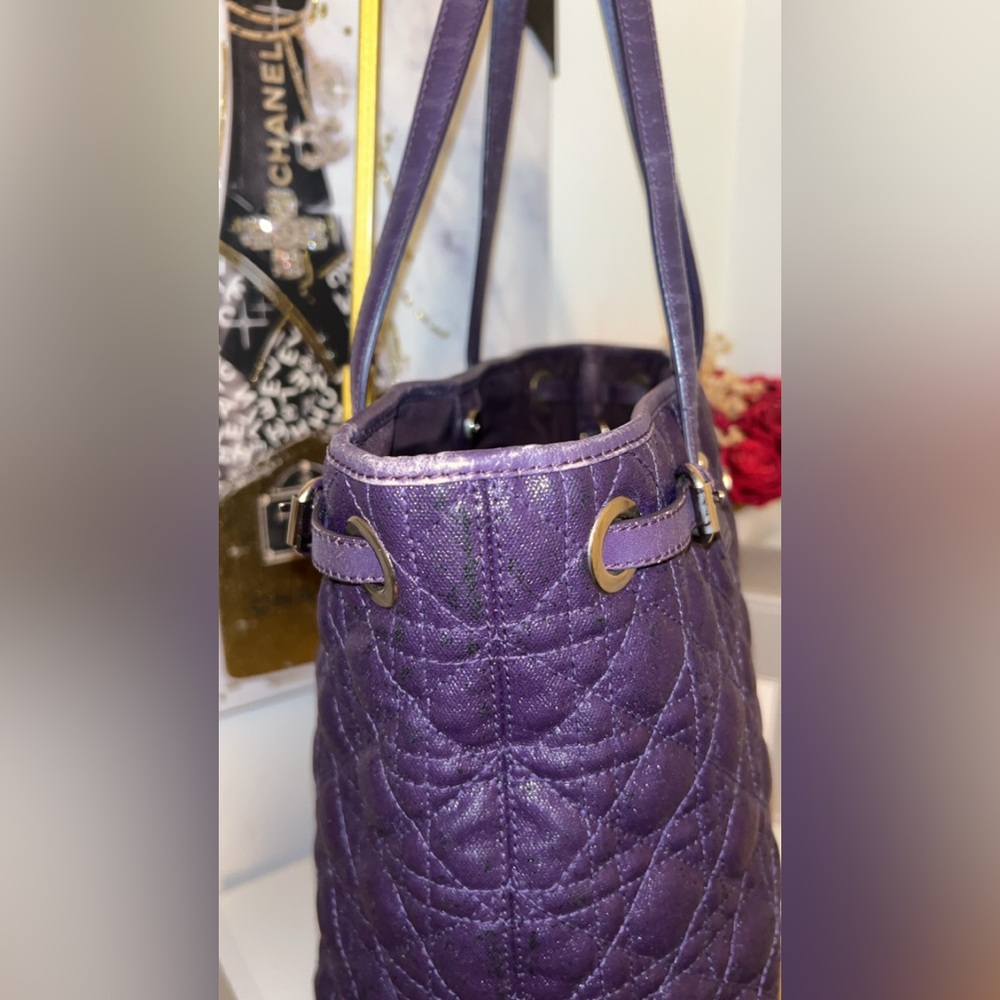 Christian Dior Cannage Purple Quilted Tote Bag - Picture 6 of 12